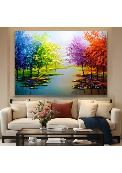 Renkli Ağaçlar Kanvas Tablo fiyatları