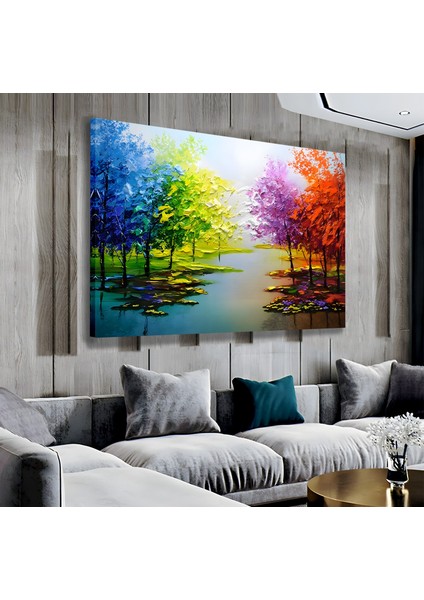 Renkli Ağaçlar Kanvas Tablo fırsatları