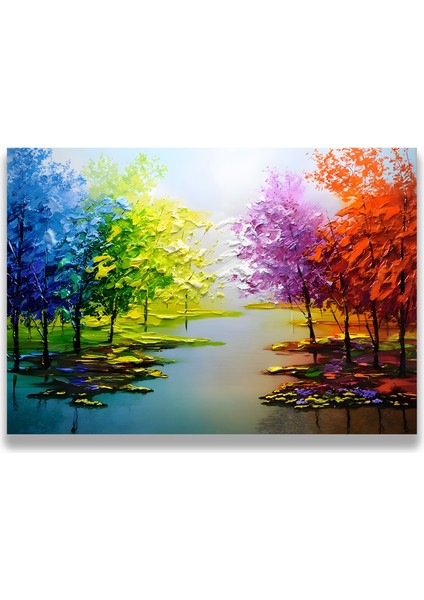 Renkli Ağaçlar Kanvas Tablo indirimleri