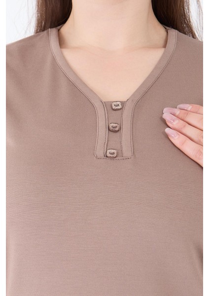 Kadın Orta Yaş ve Üzeri V Yaka Likralı Vizon Anne Penye Bluz indirimleri