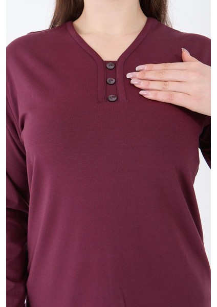 Kadın Orta Yaş ve Üzeri V Yaka Likralı Vişne Rengi Anne Penye Bluz fırsatları