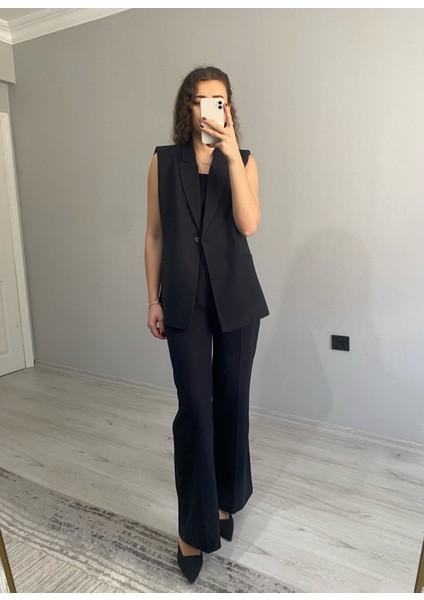 Kruvaze Yaka Vatkalı Yelek Arka Bel Lastikli Salaş Pantolon Keten Takım fiyatları