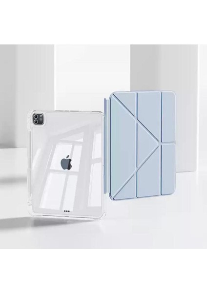 Apple iPad 11.nesil A3354 A3355 Uyumlu Uyku Modu Kalemlik Bölmeli 3 Katlamalı Kılıf