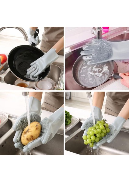 Çarşı Hanem Siyah Sihirli Silikon Bulaşık Eldiveni Tırtıklı Bulaşık Eldiveni Her Yüzeyde Kullanıma Uygundur modelleri