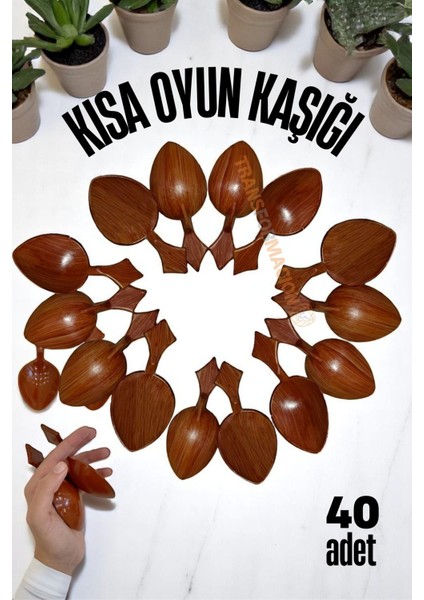 Kısa Oyun Kaşığı Halk Oyunu Kaşığı - Kına Kaşığı Kısa Saplı Zeybek Oyun Kaşığı 40 Adet 721657 fiyatları