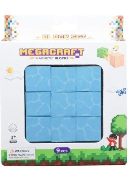 Megacraft Manyetik Bloklar 9 Parça Su Desenli