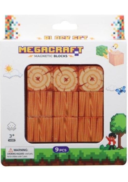 Megacraft Manyetik Bloklar 9 Parça Ağaç Gövde Desenli