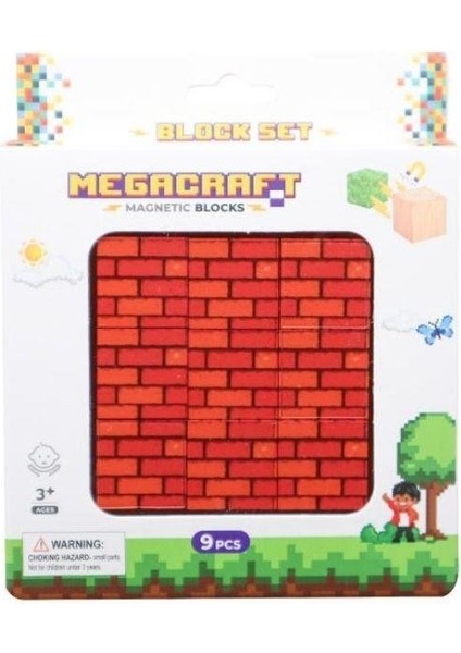 Megacraft Manyetik Bloklar 9 Parça Tuğla Desenli