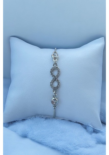 Zirkon Taşlı Asansörlü Ayarlanabilir Sonsuzluk Detay Kadın Bileklik