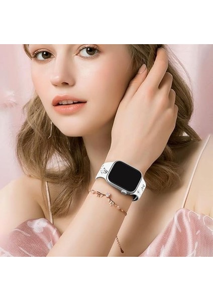Apple Watch 42 44 45 46 49 mm Series 10 9 8 7 Se 6 5 4 3 Uyumlu Kelebek Desen Yumuşak Silikon Kordon fırsatları
