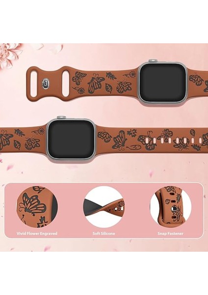 Apple Watch 42 44 45 46 49 mm Series 10 9 8 7 Se 6 5 4 3 Uyumlu Kelebek Desen Yumuşak Silikon Kordon fiyatları