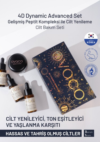 4d Dynamic Advanced Cilt Bakım Seti – 4 Aşamalı Serum + Krem | Peptid, Hyaluronik Asit, Ginseng Özlü Yoğun Onarım