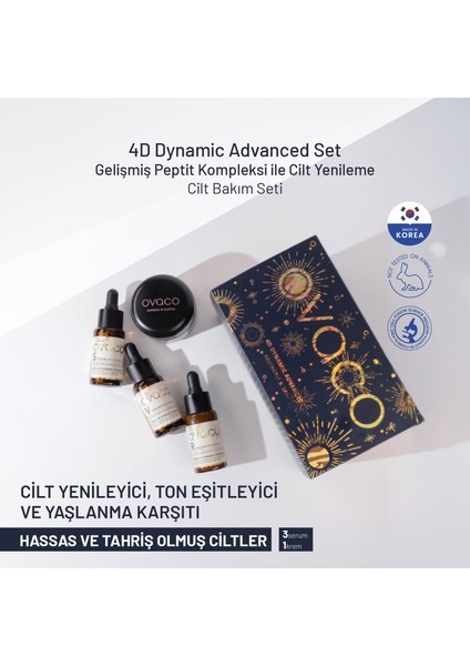 4d Dynamic Advanced Cilt Bakım Seti – 4 Aşamalı Serum + Krem | Peptid, Hyaluronik Asit, Ginseng Özlü Yoğun Onarım