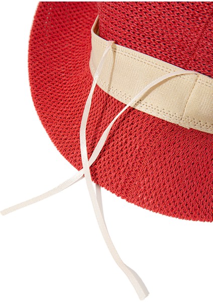 Kırmızı Hasır Bucket Şapka 1910080-86417