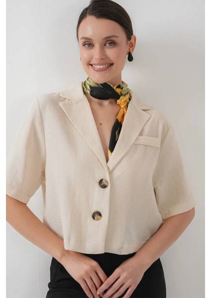 Keten Crop Ceket