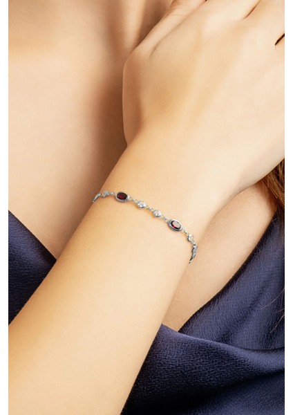 Renklerin Büyüsü 18 Ayar Beyaz Altın Kaplama 19 cm Gümüş Bileklik fiyatları