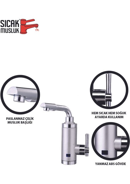 Elektrikli Ani Su Isıtıcı Termal Şofben Musluk