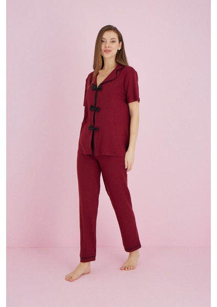 Fiyonklu Gömlek Yaka Pijama Takımı fiyatları