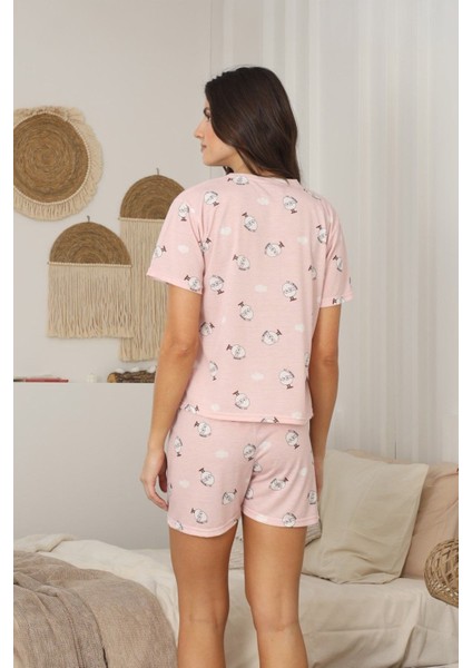 Yumurta Desenli Şortlu Penye Pijama Takımı