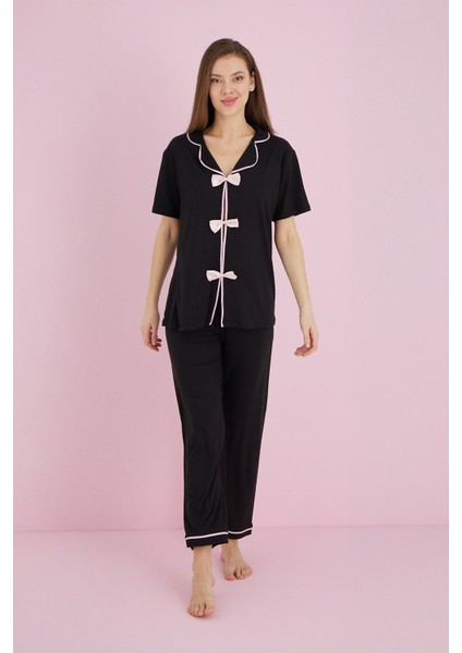 Fiyonklu Gömlek Yaka Pijama Takımı fiyatları