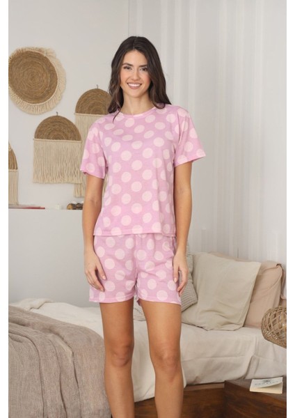 Puantiye Desenli Şortlu Penye Pijama Takımı
