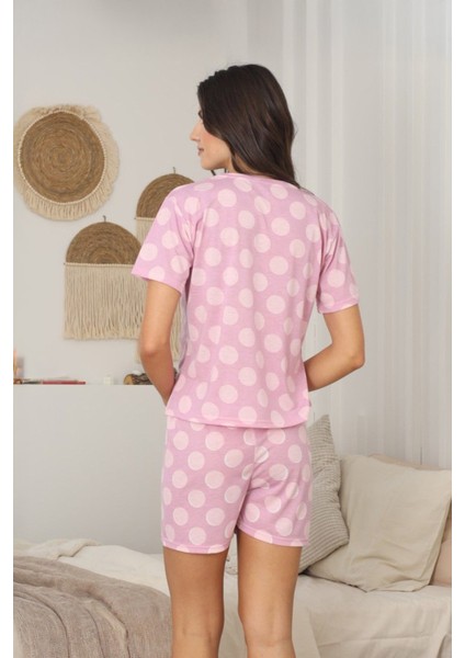 Puantiye Desenli Şortlu Penye Pijama Takımı