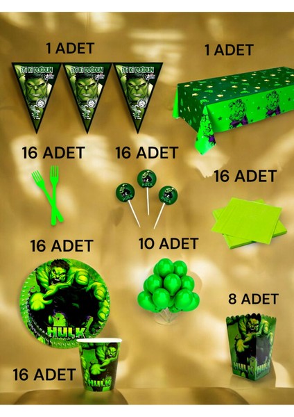 16 Kişilik Hulk Temalı x l Paket - Doğum Günü Parti ve Eğlenceli Etkinlikler fiyatları