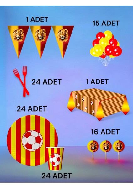 24 Kişilik Kırmızı Sarı Temalı L Paket - Doğum Günü Parti ve Eğlenceli Etkinlikler