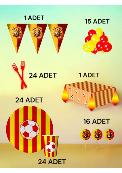 24 Kişilik Kırmızı Sarı Temalı L Paket - Doğum Günü Parti ve Eğlenceli Etkinlikler fiyatları