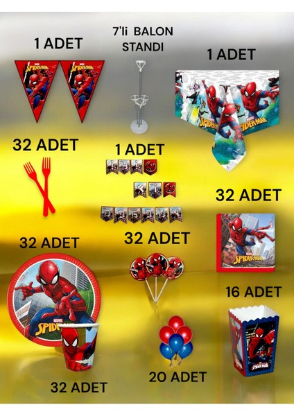 32 Kişilik Spiderman Temalı 2xl Paket - Doğum Günü Parti ve Eğlenceli Etkinlikler fiyatları