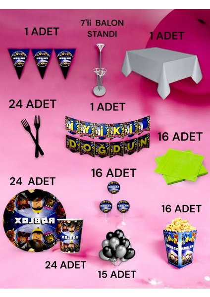 24 Kişilik Roblox Temalı 2xl Paket - Doğum Günü Parti ve Eğlenceli Etkinlikler