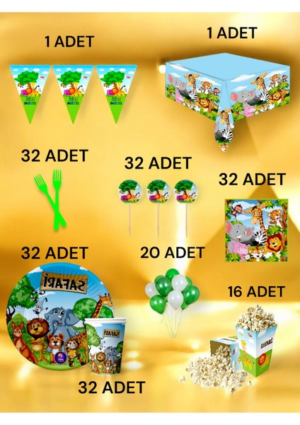 32 Kişilik Safari Temalı x l Paket - Doğum Günü Parti ve Eğlenceli Etkinlikler fiyatları