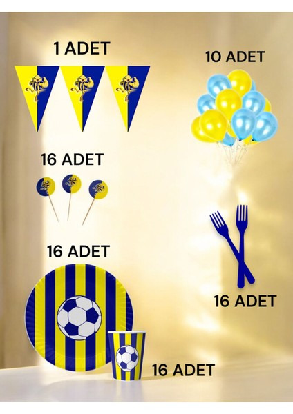 16 Kişilik Lacivert Sarı Taraftar M Paket - Doğum Günü Parti ve Eğlenceli Etkinlikler