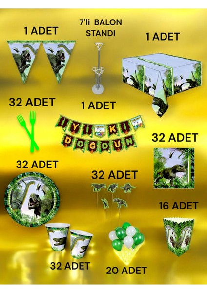 32 Kişilik Dinazor Temalı 2xl Paket - Doğum Günü Parti ve Eğlenceli Etkinlikler