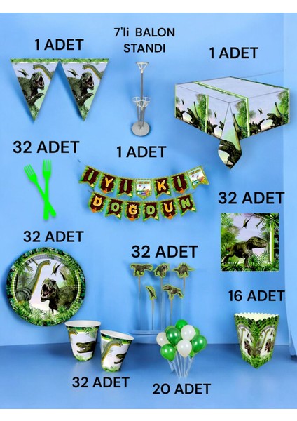 32 Kişilik Dinazor Temalı 2xl Paket - Doğum Günü Parti ve Eğlenceli Etkinlikler fiyatları