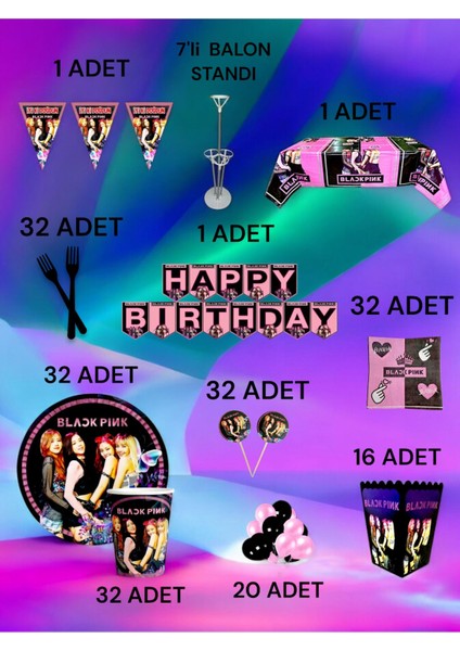 32 Kişilik Blackpink Temalı 2xl Paket - Doğum Günü Parti ve Eğlenceli Etkinlikler fiyatları