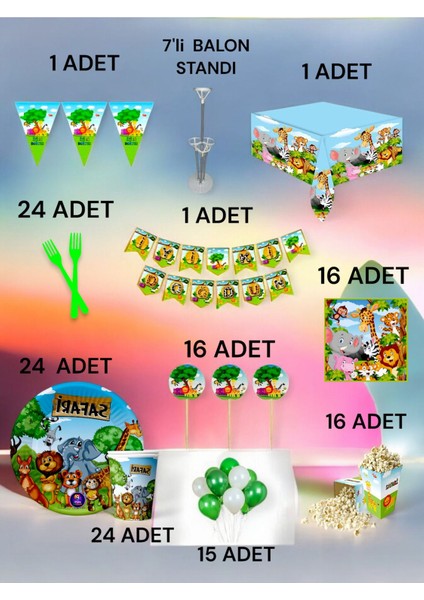 24 Kişilik Safari Temalı 2xl Paket - Doğum Günü Parti ve Eğlenceli Etkinlikler
