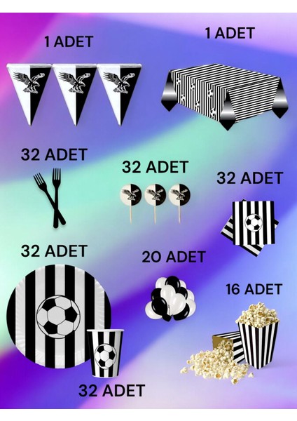 32 Kişilik Siyah Beyaz Taraftar x l Paket - Doğum Günü Parti ve Eğlenceli Etkinlikler fiyatları