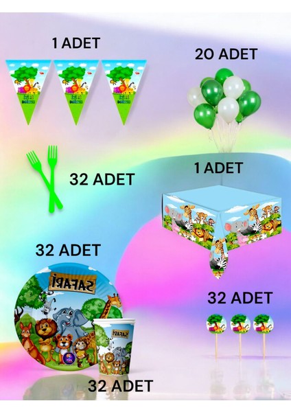 32 Kişilik Safari Temalı L Paket - Doğum Günü Parti ve Eğlenceli Etkinlikler