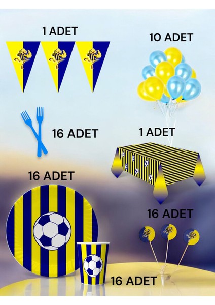 16 Kişilik Lacivert Sarı Taraftar L Paket - Doğum Günü Parti ve Eğlenceli Etkinlikler