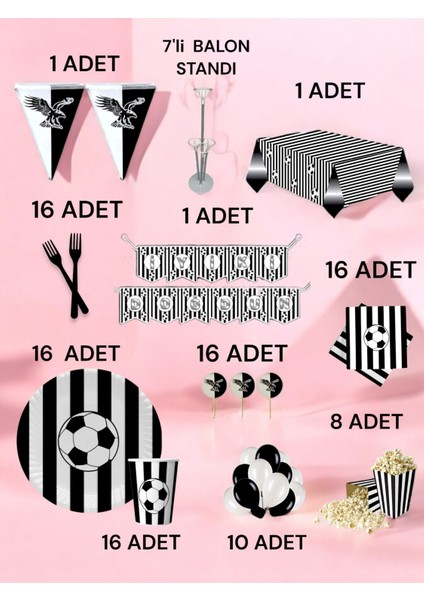 16 Kişilik Siyah Beyaz Taraftar 2xl Paket - Doğum Günü Parti ve Eğlenceli Etkinlikler fiyatları