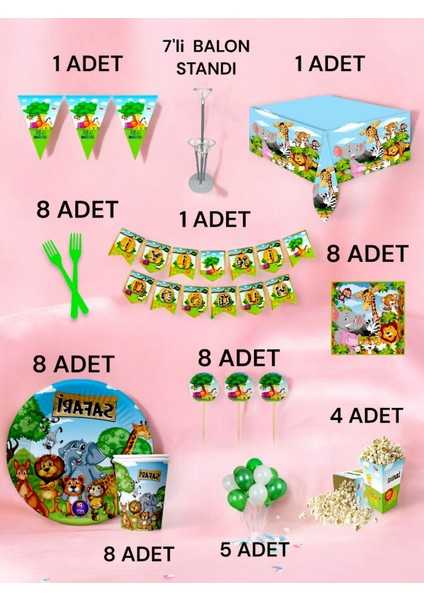 8 Kişilik Safari Temalı 2xl Paket - Doğum Günü Parti ve Eğlenceli Etkinlikler fiyatları