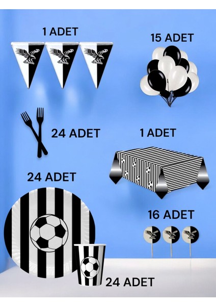 24 Kişilik Siyah Beyaz Temalı L Paket - Doğum Günü Parti ve Eğlenceli Etkinlikler fiyatları