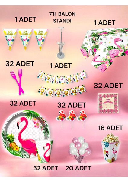 32 Kişilik Flamingo Temalı 2xl Paket - Doğum Günü Parti ve Eğlenceli Etkinlikler fiyatları