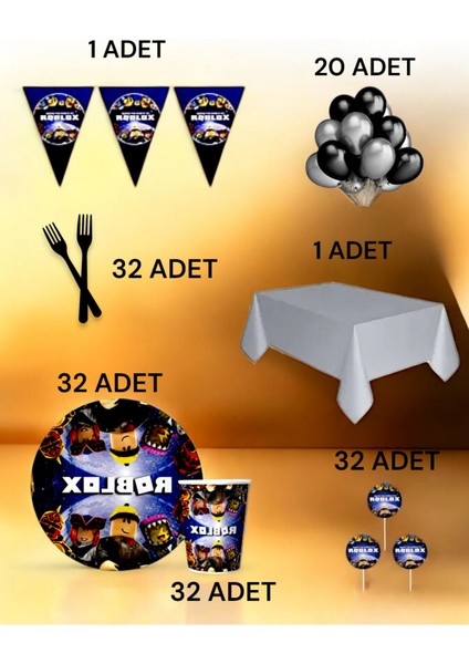 32 Kişilik Roblox Temalı L Paket - Doğum Günü Parti ve Eğlenceli Etkinlikler