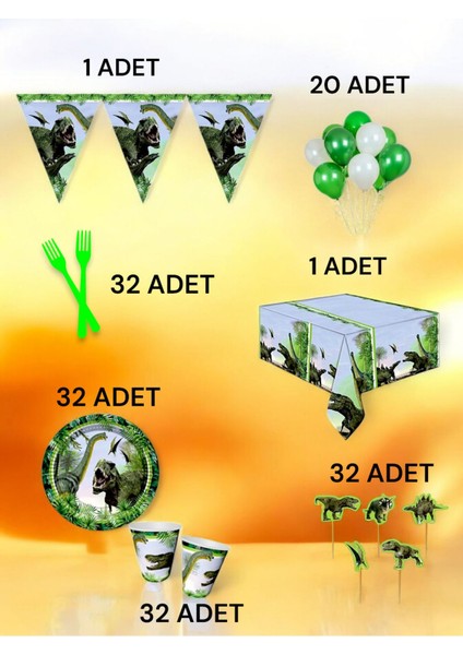 32 Kişilik Dinazor Temalı L Paket - Doğum Günü Parti ve Eğlenceli Etkinlikler fiyatları