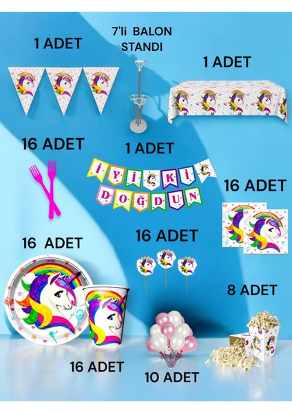 16 Kişilik Unicorn Temalı 2xl Paket - Doğum Günü Parti ve Eğlenceli Etkinlikler fiyatları