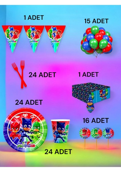 24 Kişilik Pijamask Temalı L Paket - Doğum Günü Parti ve Eğlenceli Etkinlikler