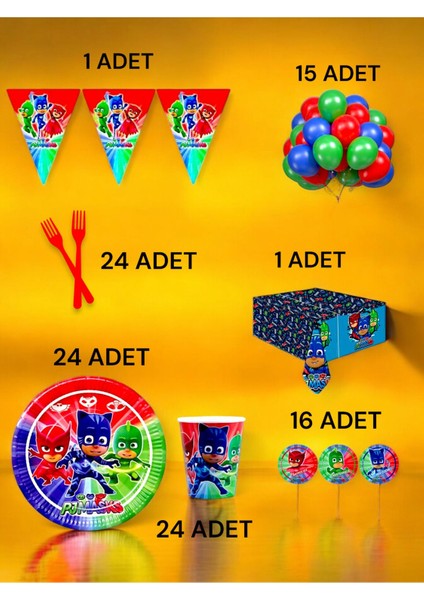 24 Kişilik Pijamask Temalı L Paket - Doğum Günü Parti ve Eğlenceli Etkinlikler fiyatları
