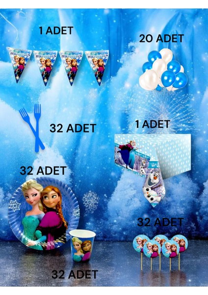 32 Kişilik Frozen Temalı L Paket - Doğum Günü Parti ve Eğlenceli Etkinlikler fiyatları